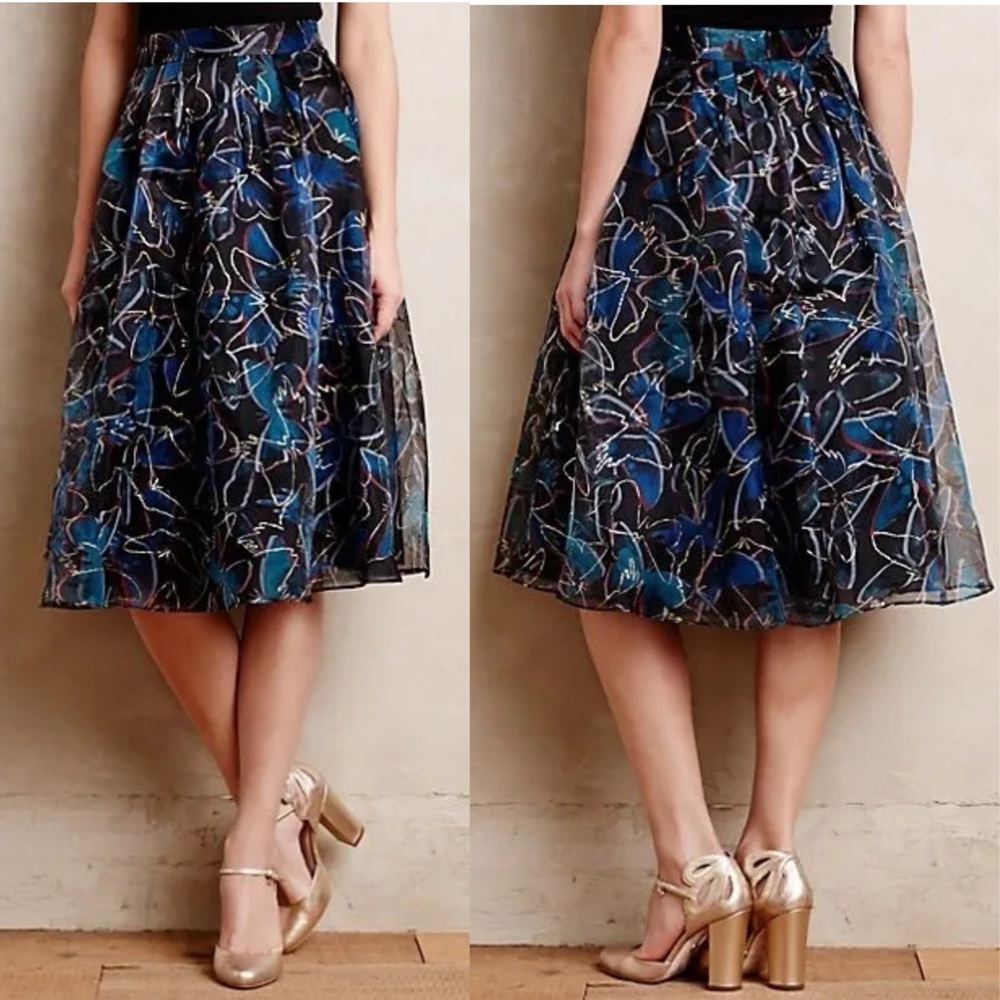 Anthropologie Moulinette Soeurs Shimmer Monarch Organza Skirt